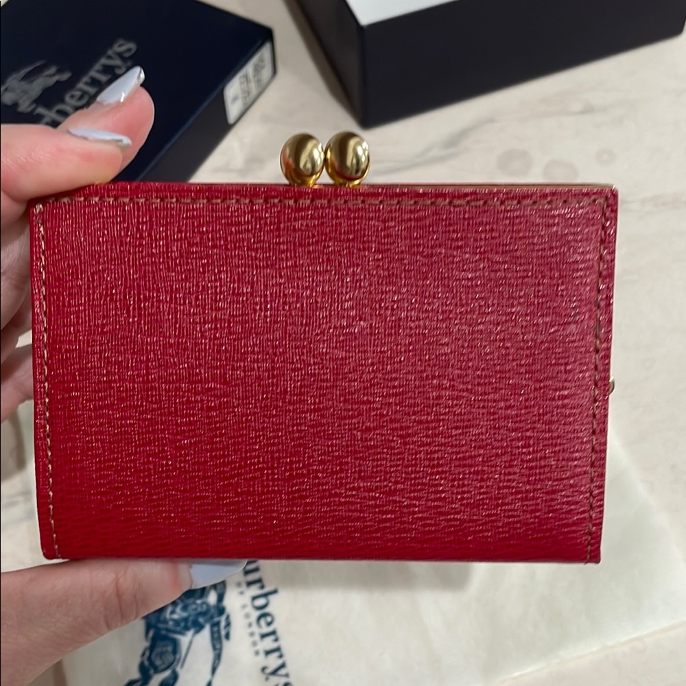Burberry Red Card Holder with Gold Accents - Picture 2 of 5